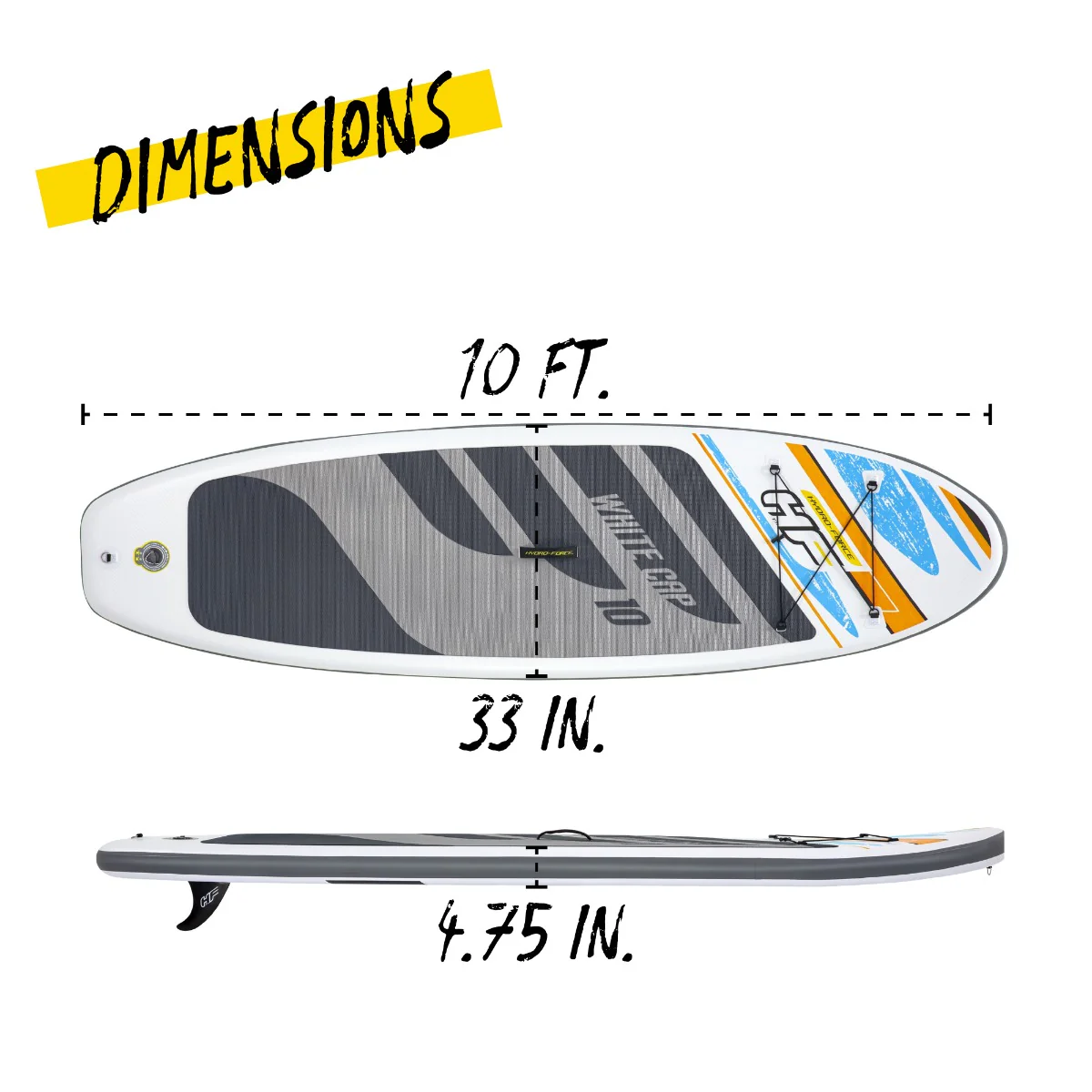 Hydro-Force 10FT SUP Inflatable Paddle Board Set White Cap - Image 9