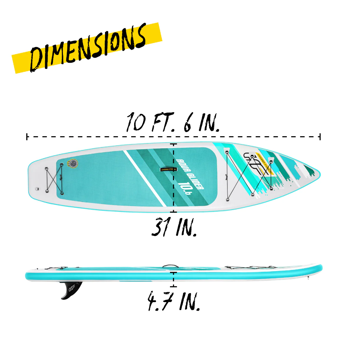 Hydro-Force 10FT 6 SUP Inflatable Stand Up Paddle Board Set  Aqua Glider - Image 8