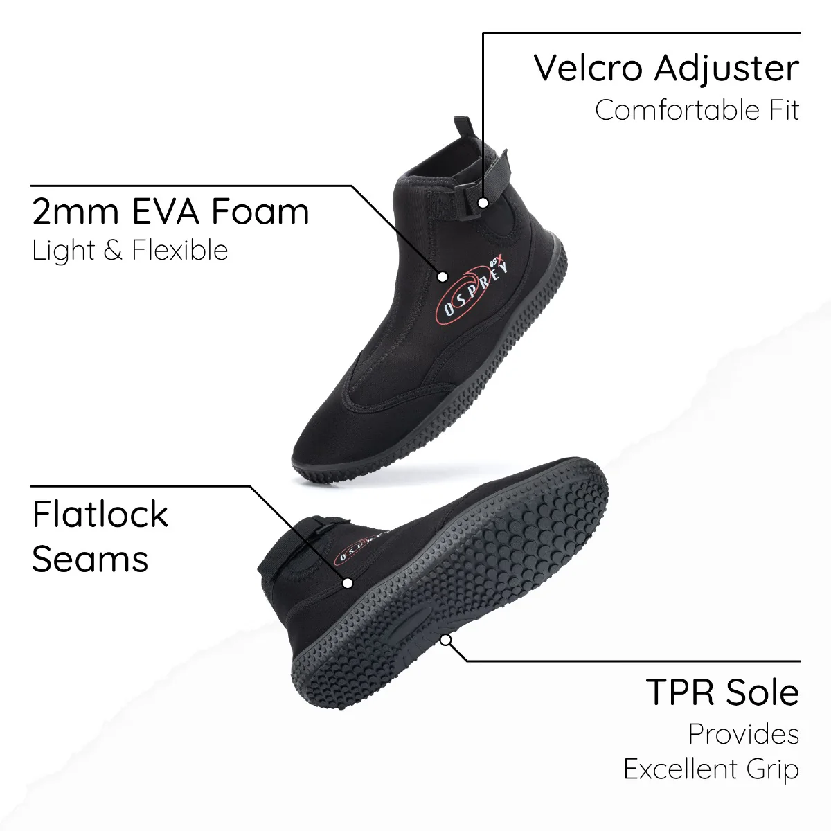 Adults 2mm Wetsuit Boots - Black - Image 7