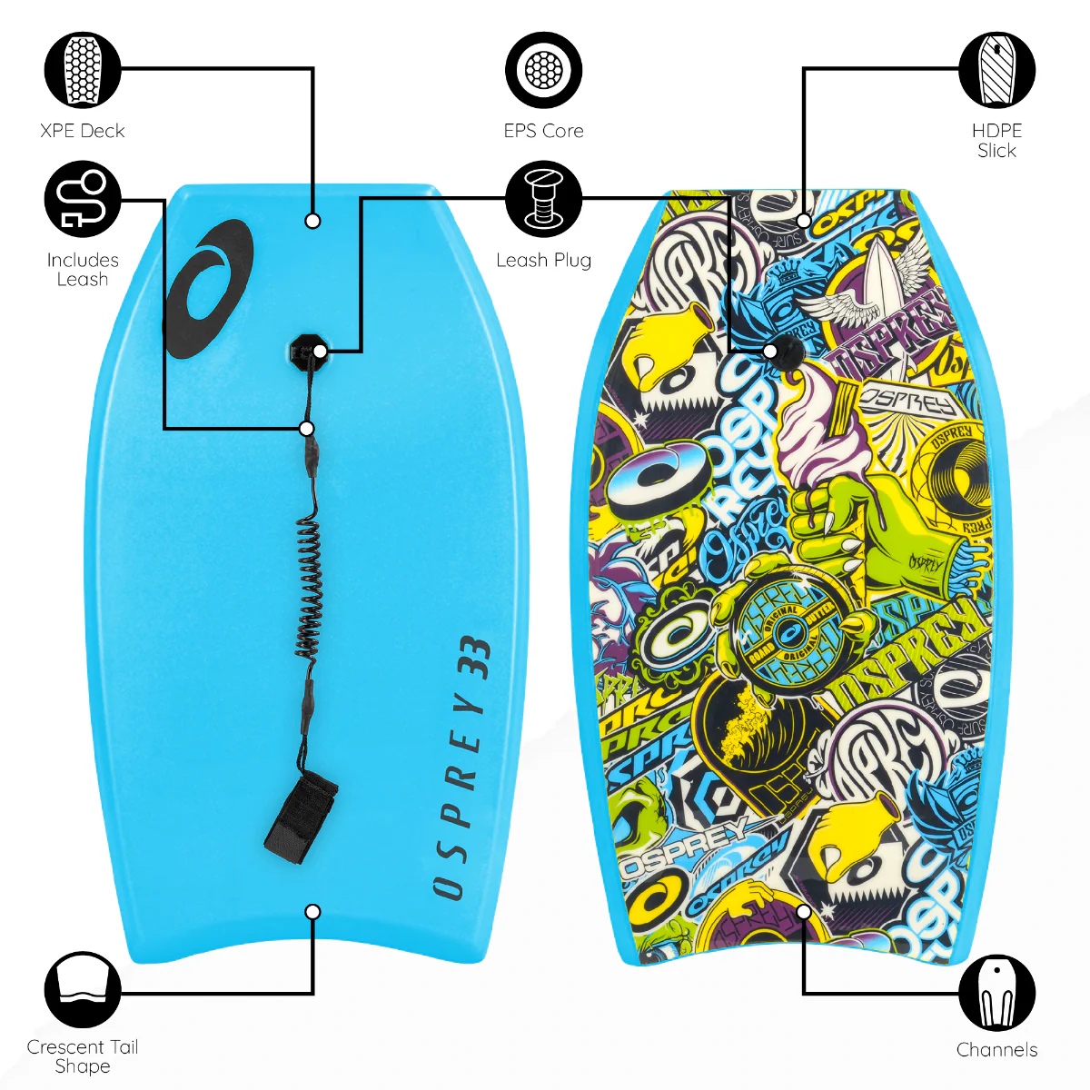 33” Kids Bodyboard – Blue - Image 7