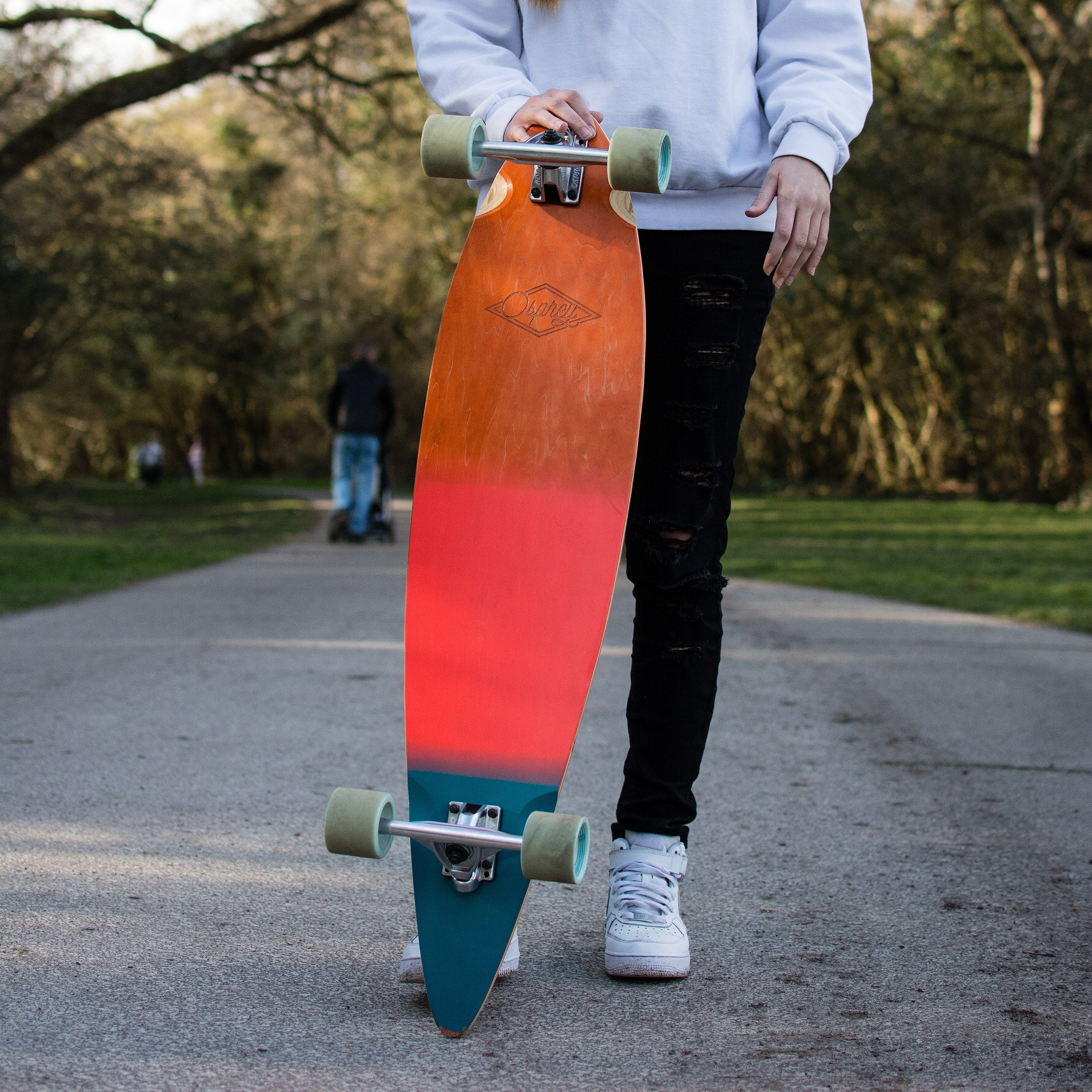 40" Pintail Longboard Skateboard - Wood Gradient - Image 3