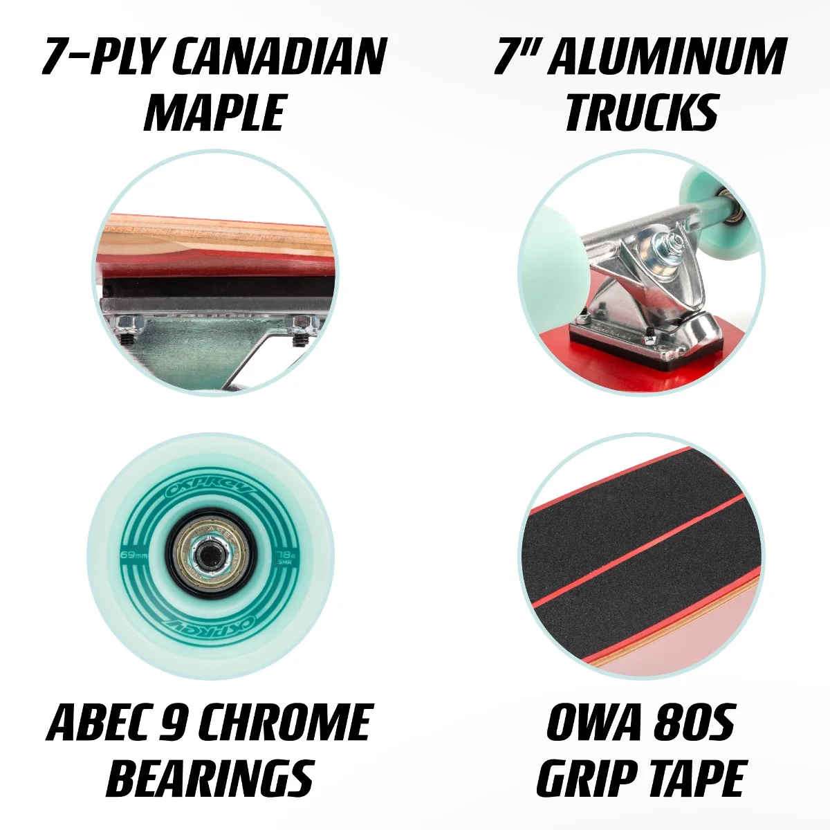 40" Pintail Longboard Skateboard - Wood Gradient - Image 7