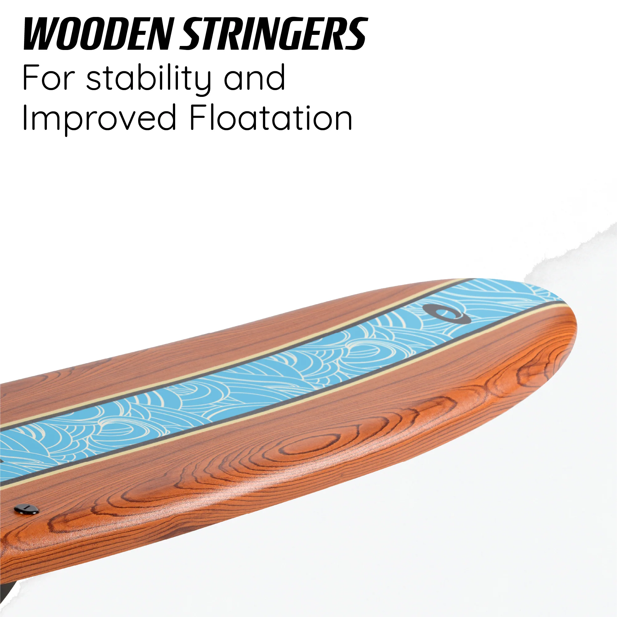 8ft 2in Foam Surfboard - Wood - Image 5