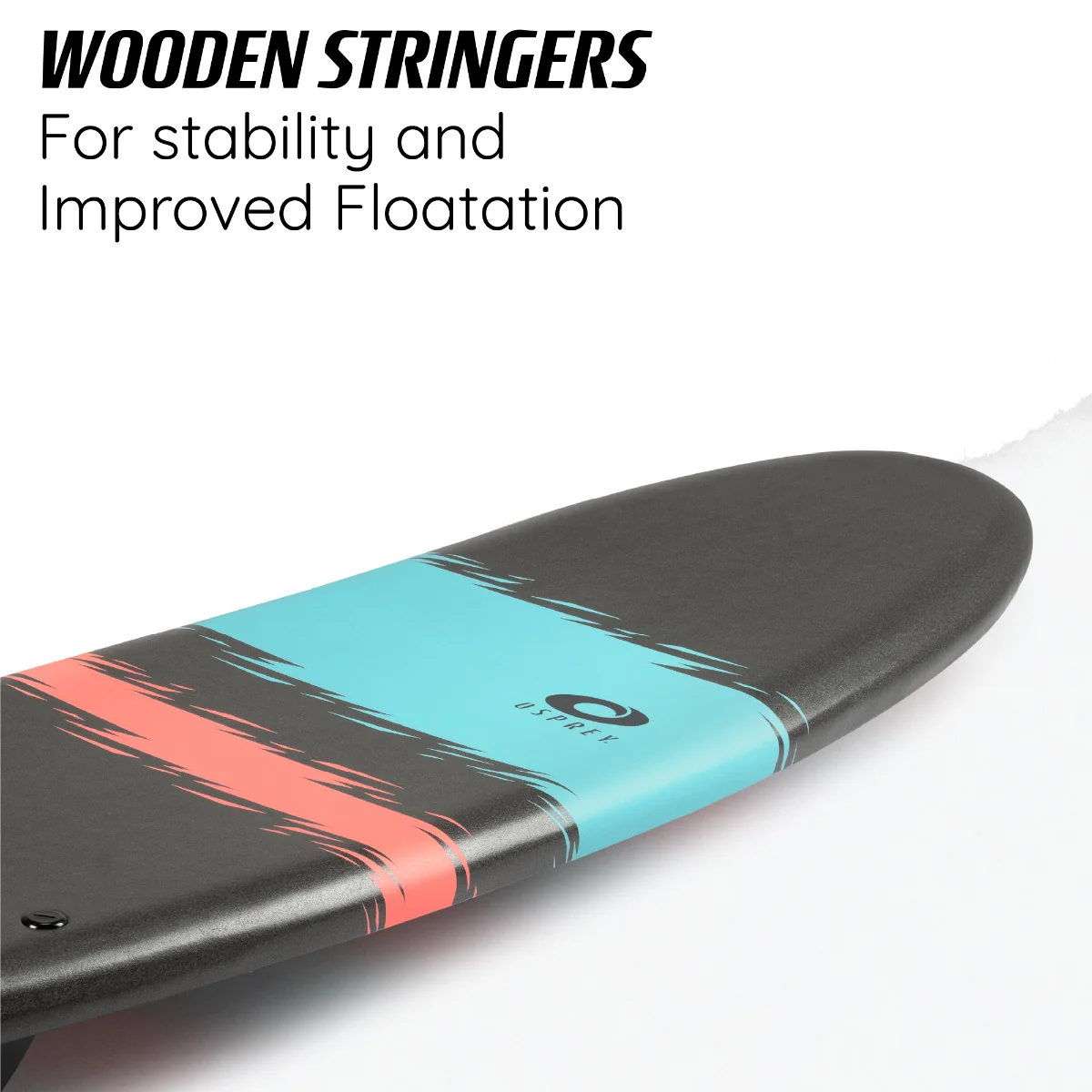 8ft 2in Foam Surfboard - Jagged Stripe - Image 5