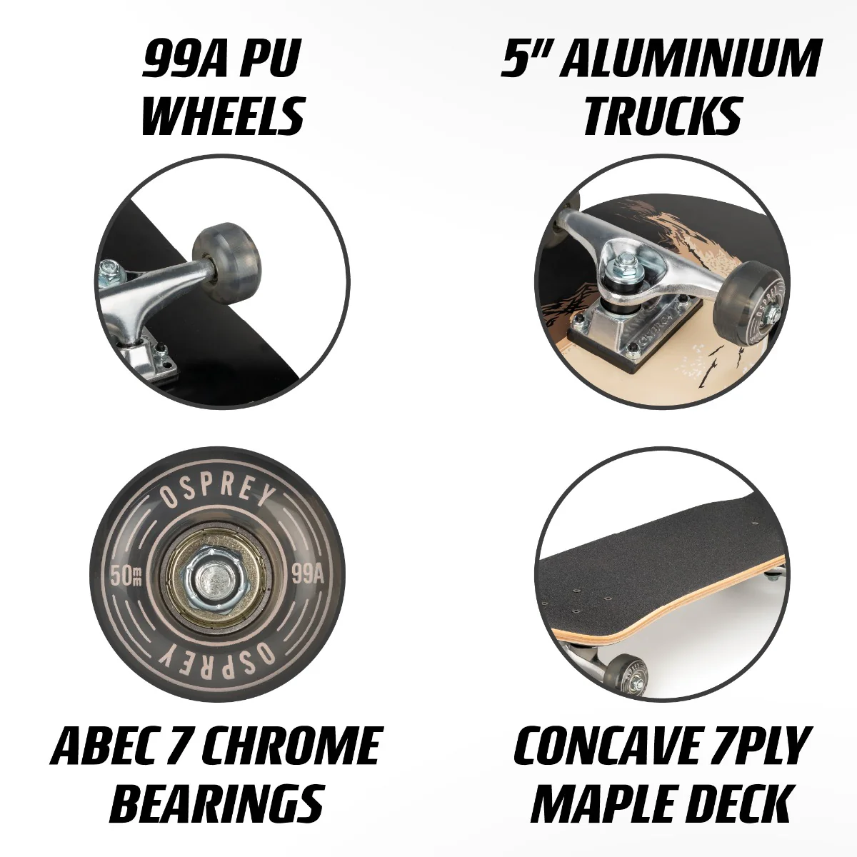 8" x 31" Complete Double Kick Skateboard - Skull Sessions - Image 5