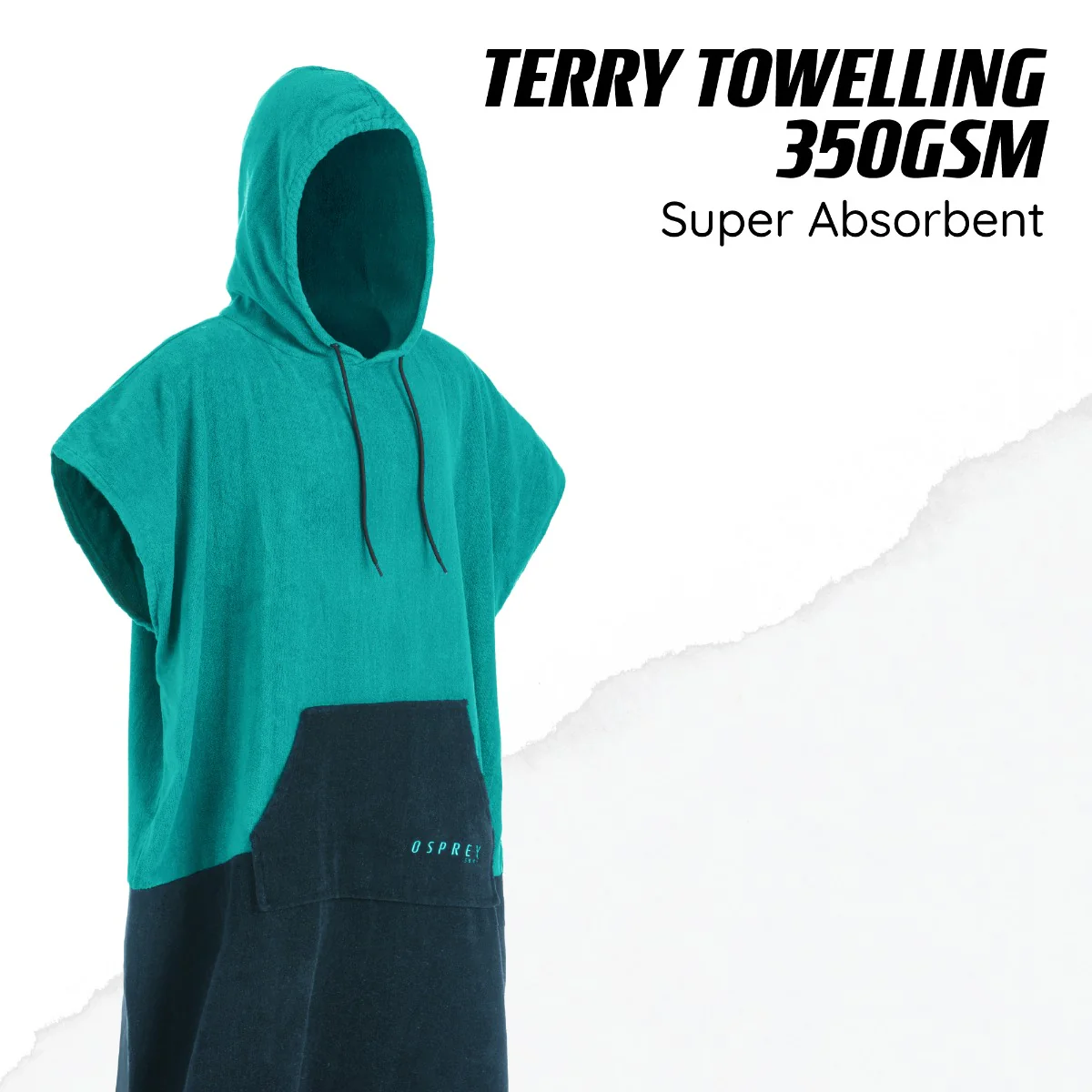 Adult Hooded Poncho Towel - Aqua - Image 4
