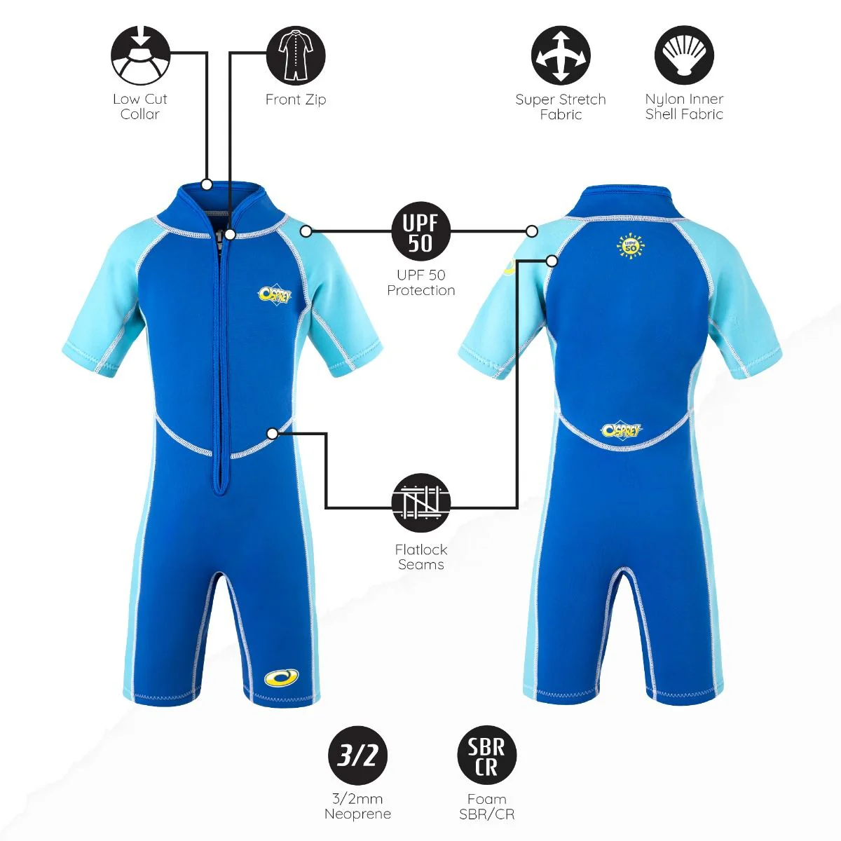 Infants 3mm Shorty Wetsuit - Blue - Image 5