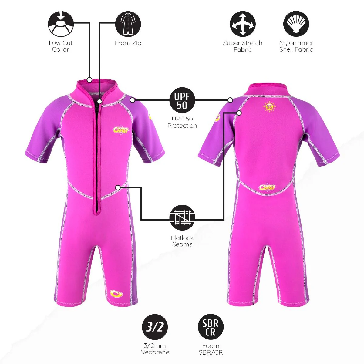 Infants 3mm Shorty Wetsuit - Pink - Image 4