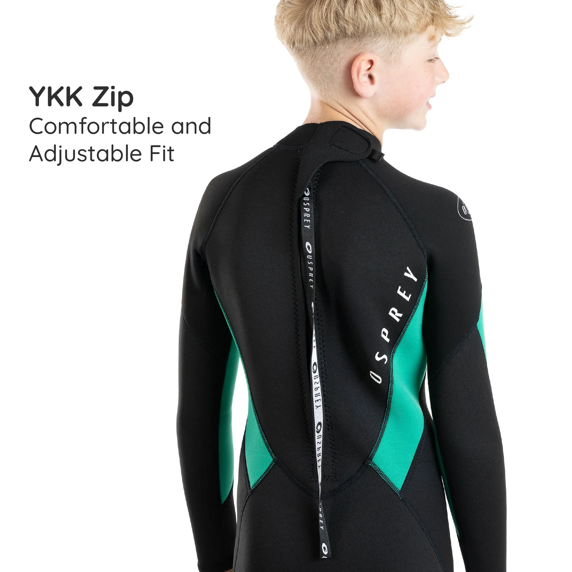 Kids 3mm Zero Full Length Summer Wetsuit - Green - Image 5