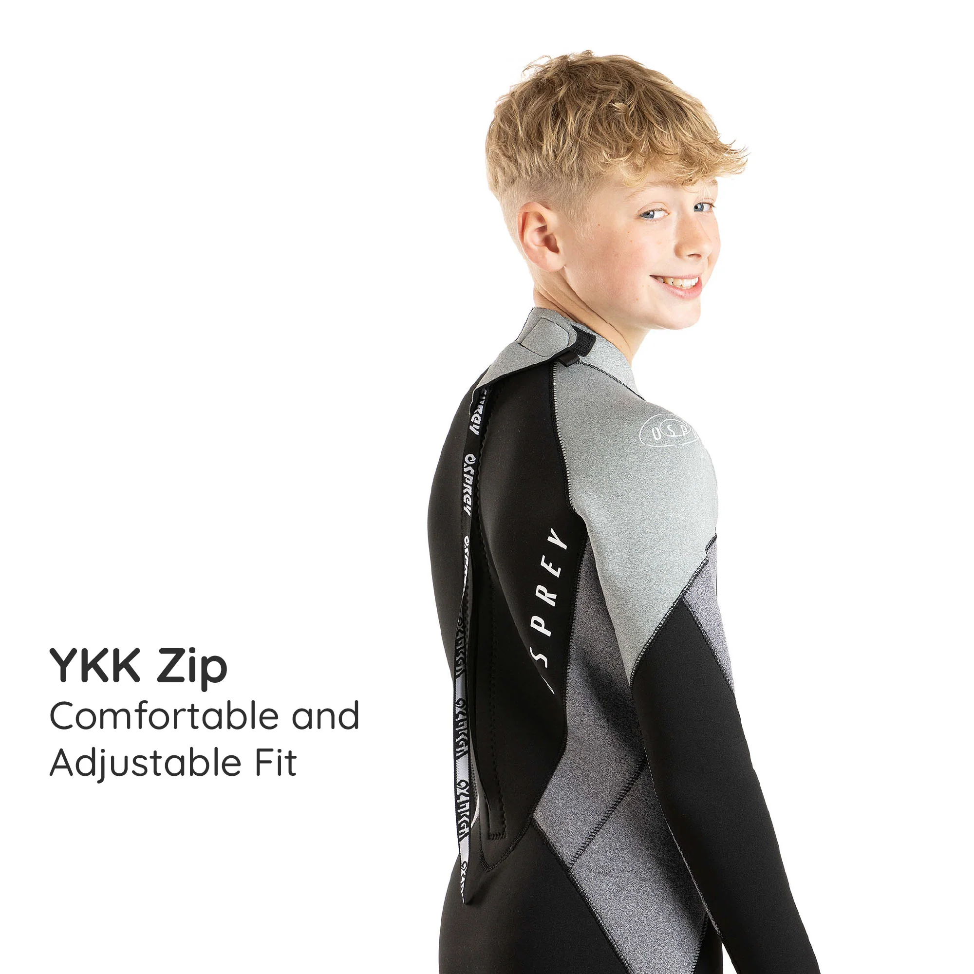 Kids 5mm Zero Full Length Wetsuit - Grey - Image 4