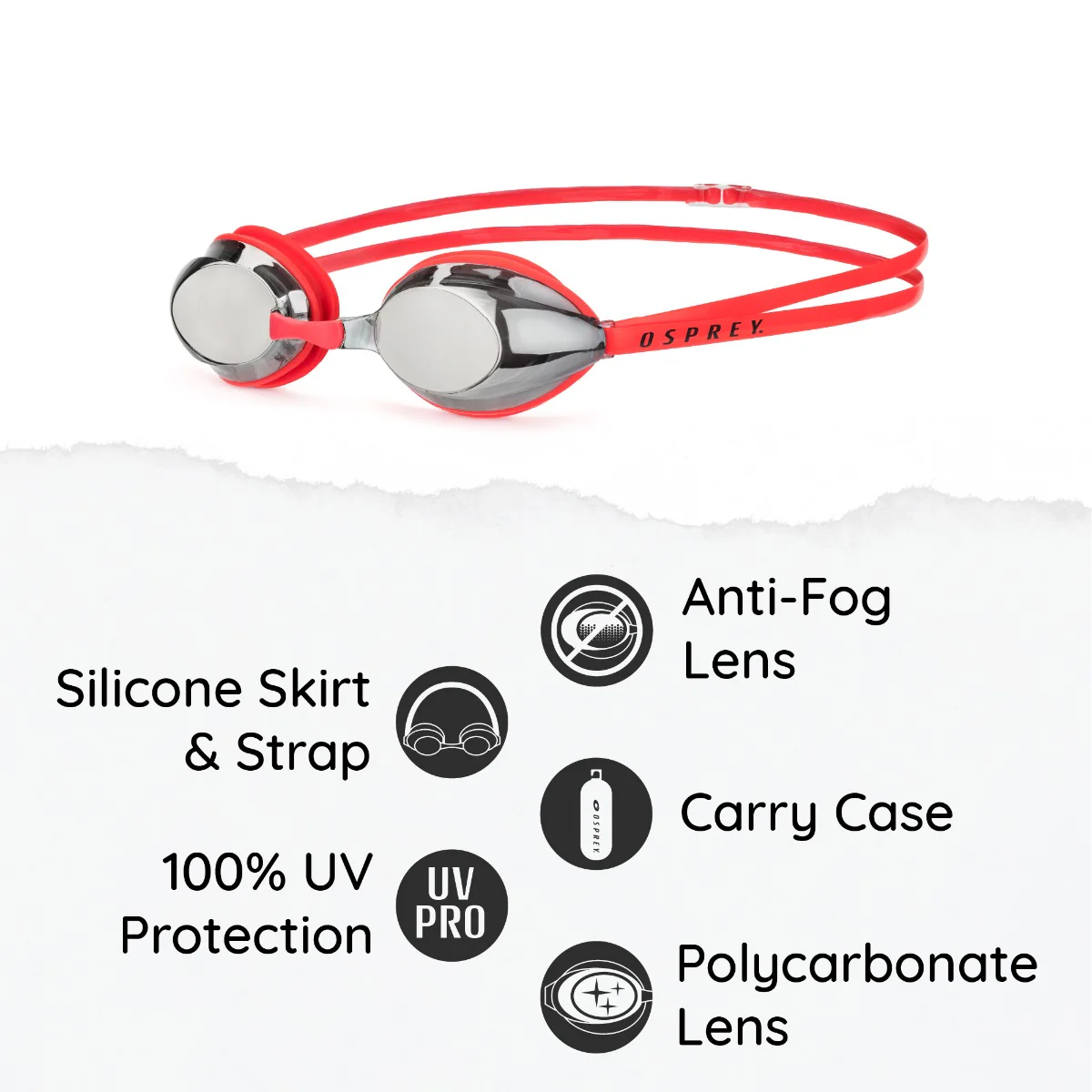 Kids Pro Race Swim Goggles - Red - Image 5