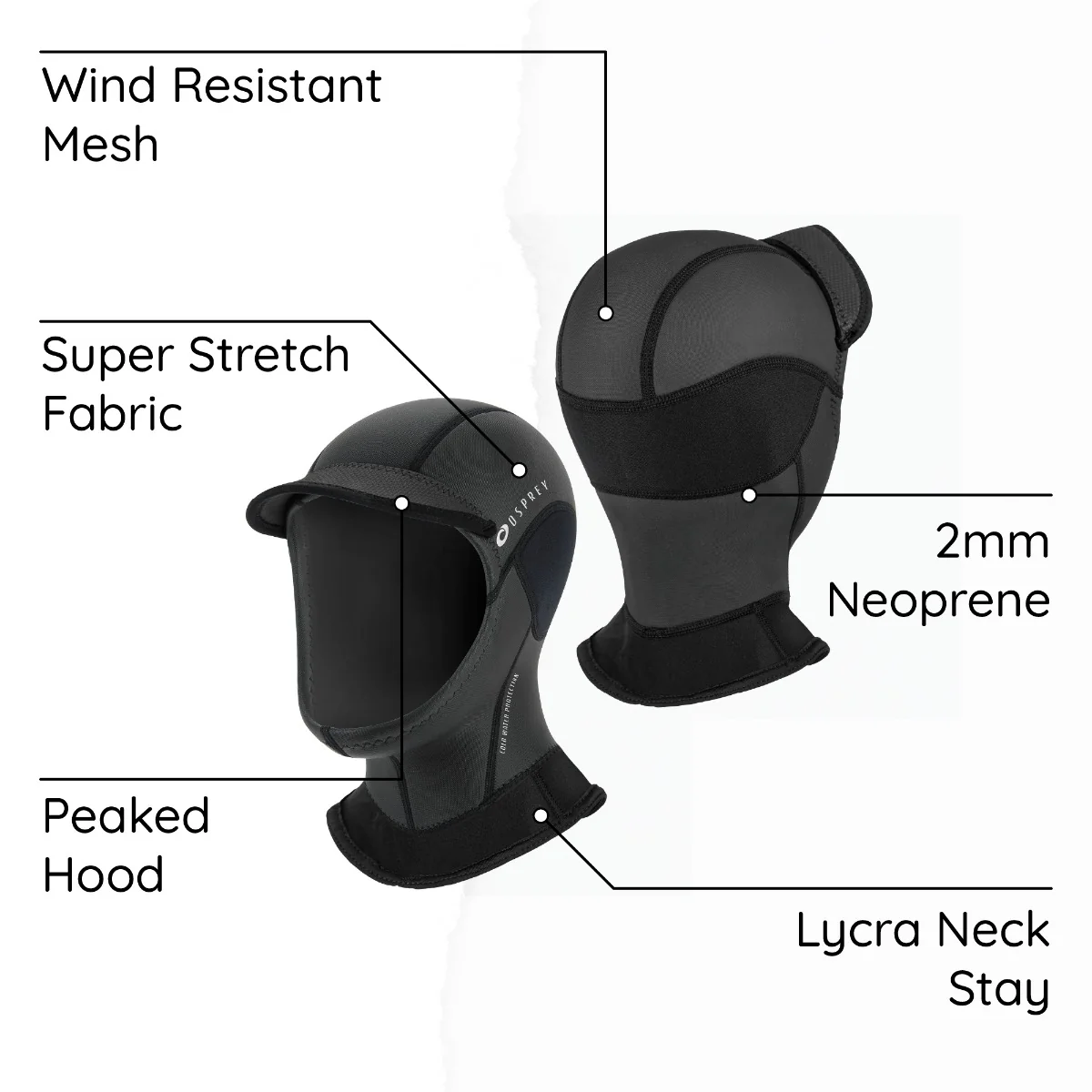 Peaked 2mm Wetsuit Hood - Image 3