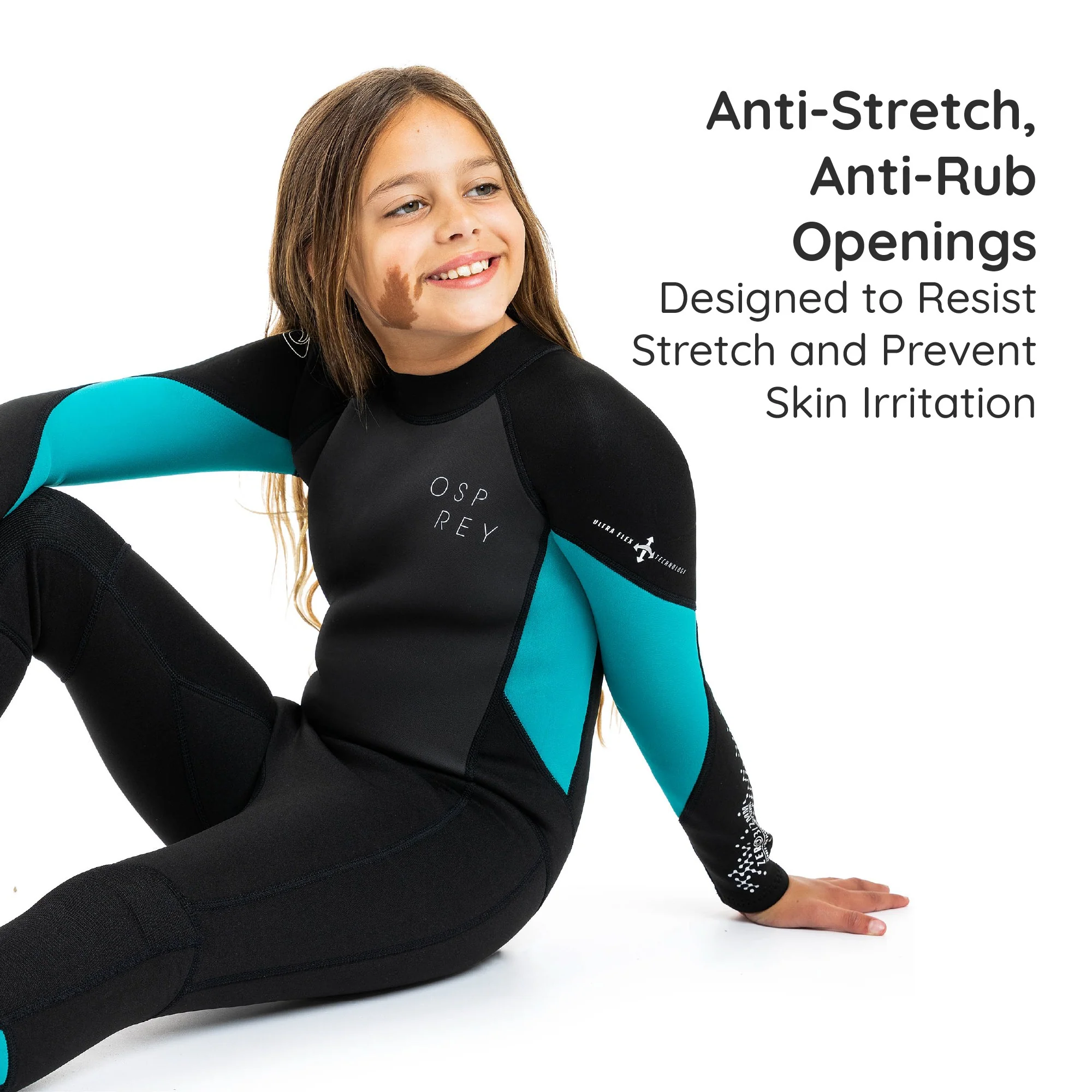 Kids 3mm Zero Full Length Summer Wetsuit - Teal - Image 3